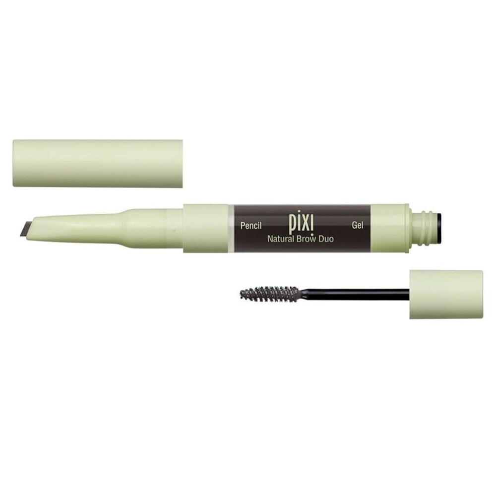 Pixi Beauty, 2-In-1 Natural Brow Duo, Brow Pencil & Gel, 0634 Soft Black, 1